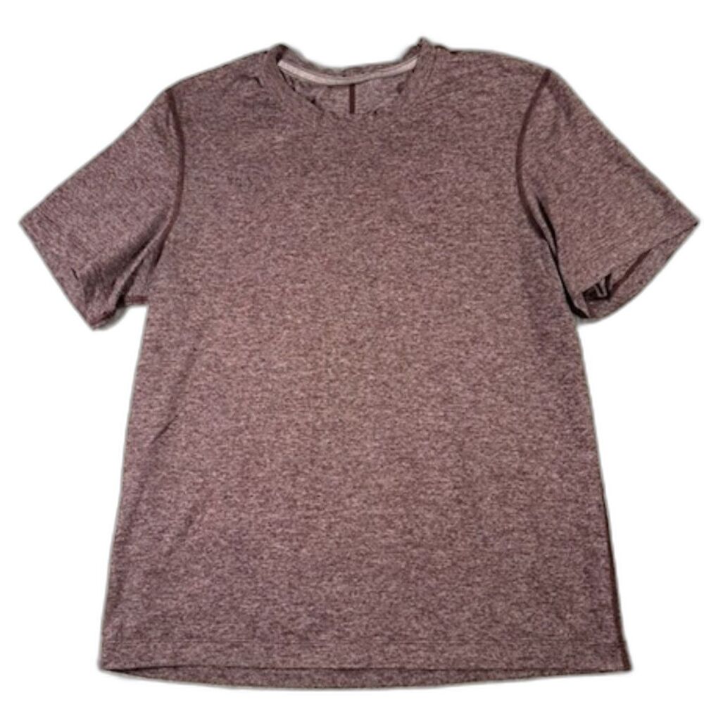 Lululemon Men's Short Sleeve Shirt Heather Burgundy Maroon Athletic Tee
